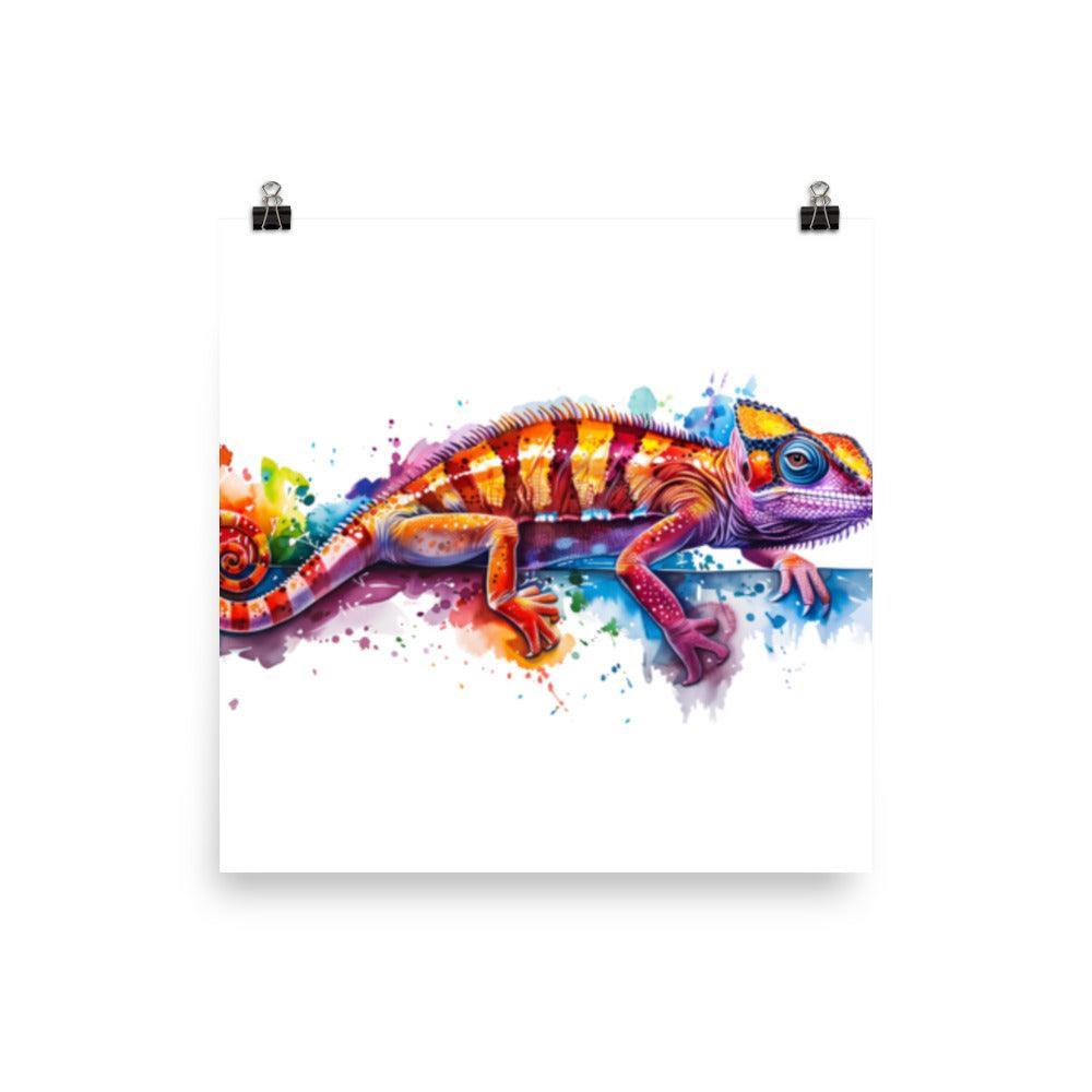 Colorful Chameleon Vibrant Splash Art Poster - Oh Posters