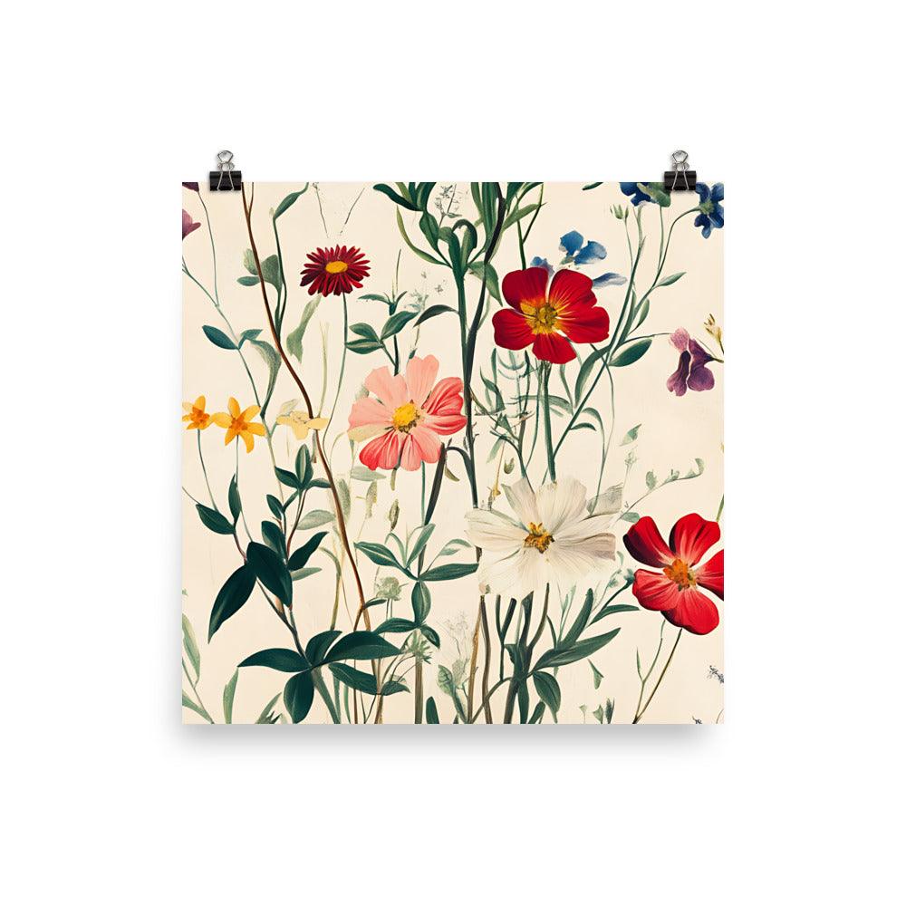 Boho Wildflower Bouquet Aesthetic Blissful Nature Inspired Poster - Oh Posters