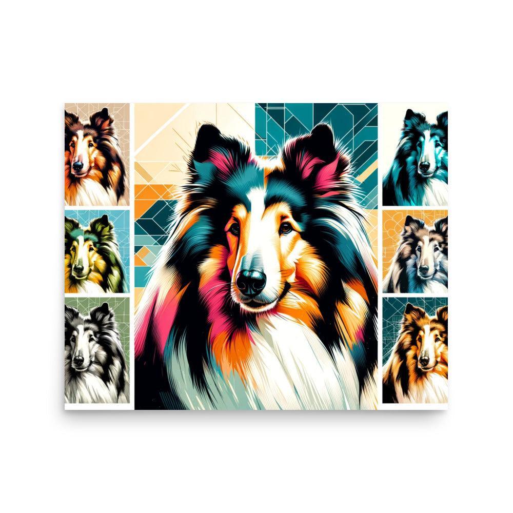 Rough Collie Dog Collage Line Vibrant Art Styles Poster - Oh Posters