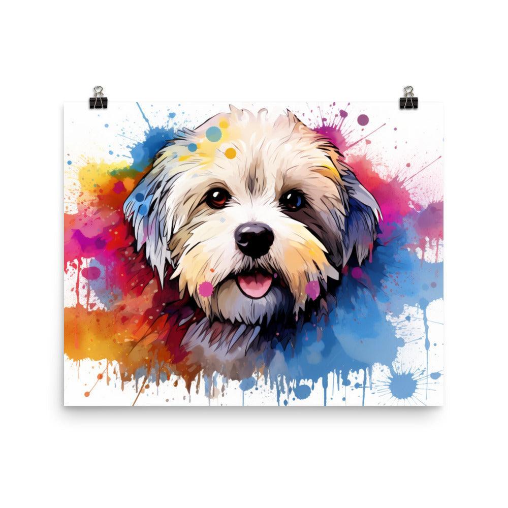 Coton De Tulear Playful Watercolor Splatter Portrait Poster - Oh Posters