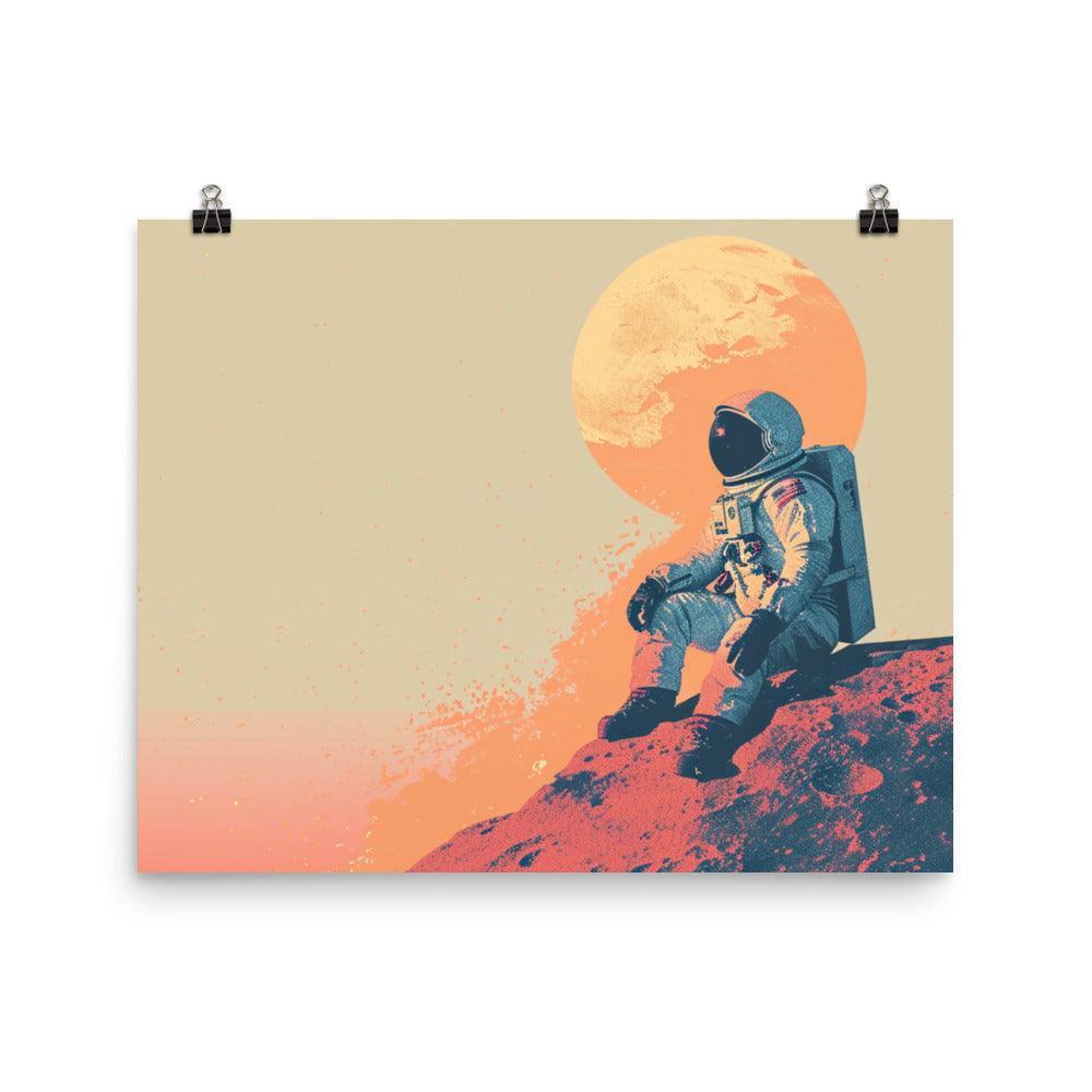 Cosmic Explorer Contemplation Space Travel Digital Art Poster - Oh Posters