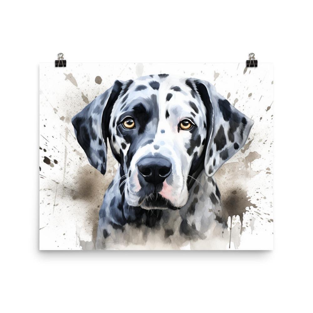 Dalmatian Watercolor Splash Dog Portrait Poster - Oh Posters