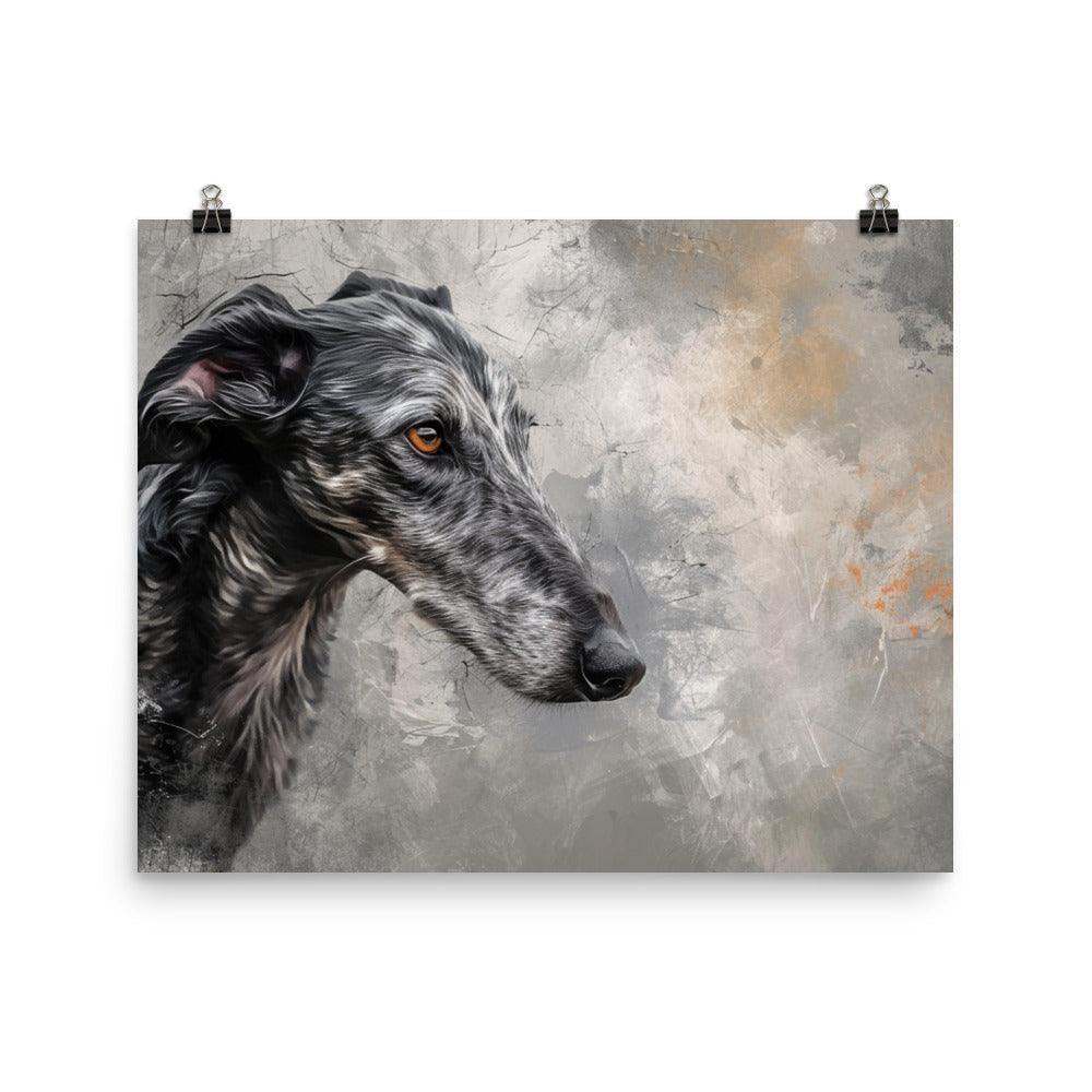 Deerhound Abstract Textured Art Dog Poster - Oh Posters