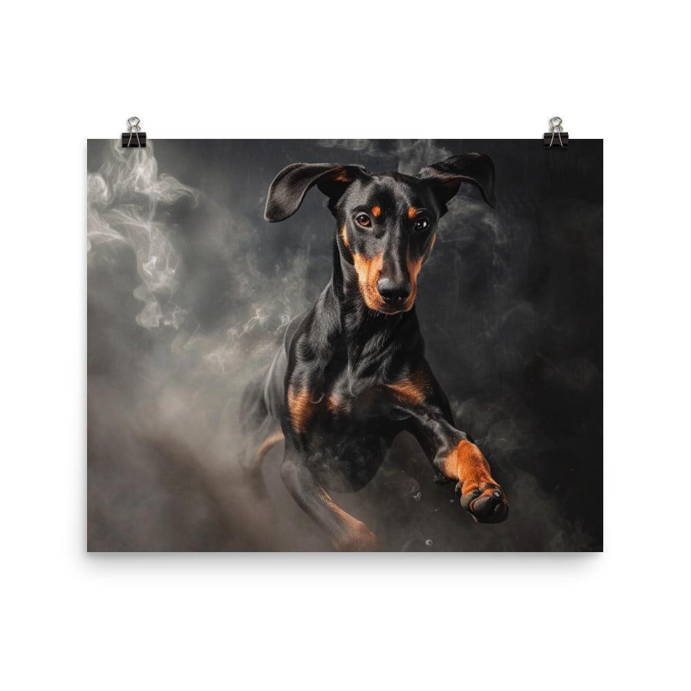 Dobermann Dynamic Smoke Effect Dog Portrait Poster - Oh Posters