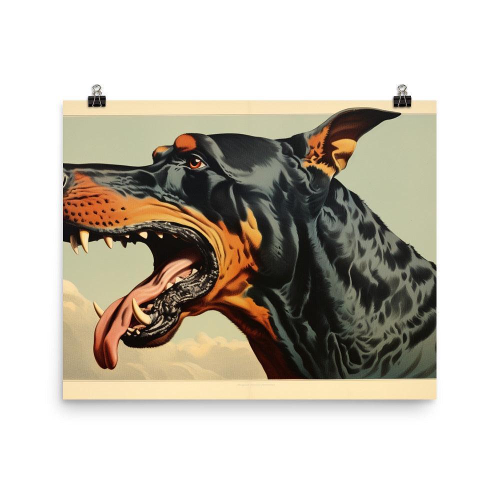 Dobermann Intense Roar Vintage Style Poster - Oh Posters