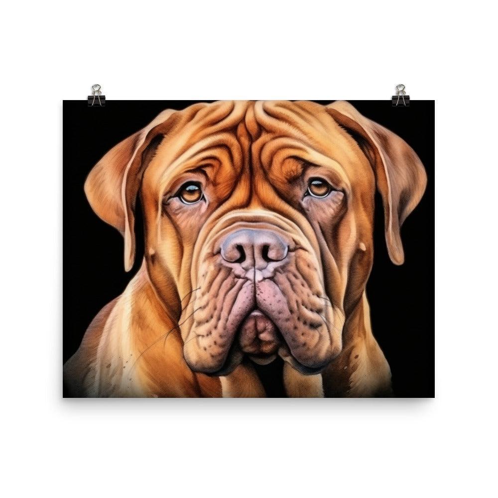 Dogue de Bordeaux Classic Black Background Illustration Poster - Oh Posters