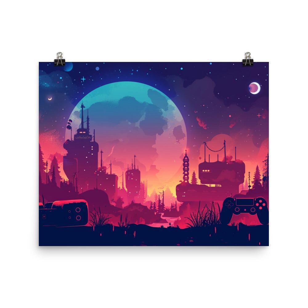 Fantasy Gaming Landscape Moonlit Night Poster - Oh Posters