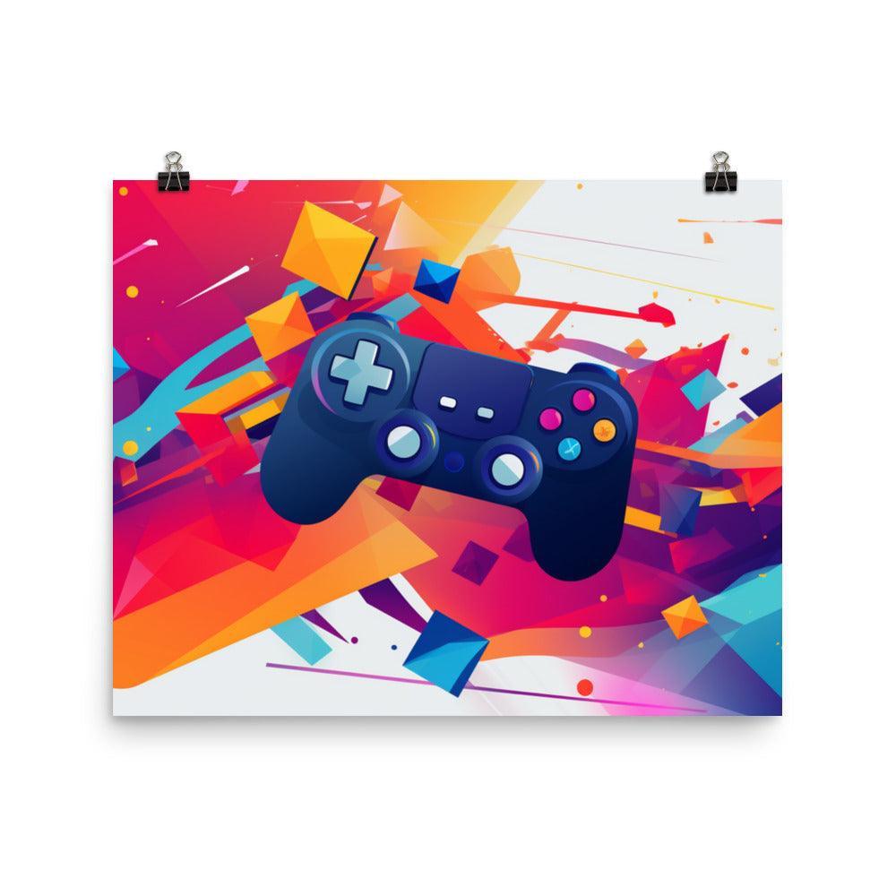 Vibrant Gaming Controller Abstract Explosion Poster - Oh Posters