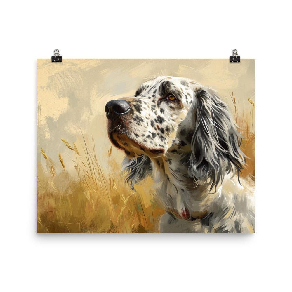 English Setter Serene Field Artistic Illustration Poster - Oh Posters