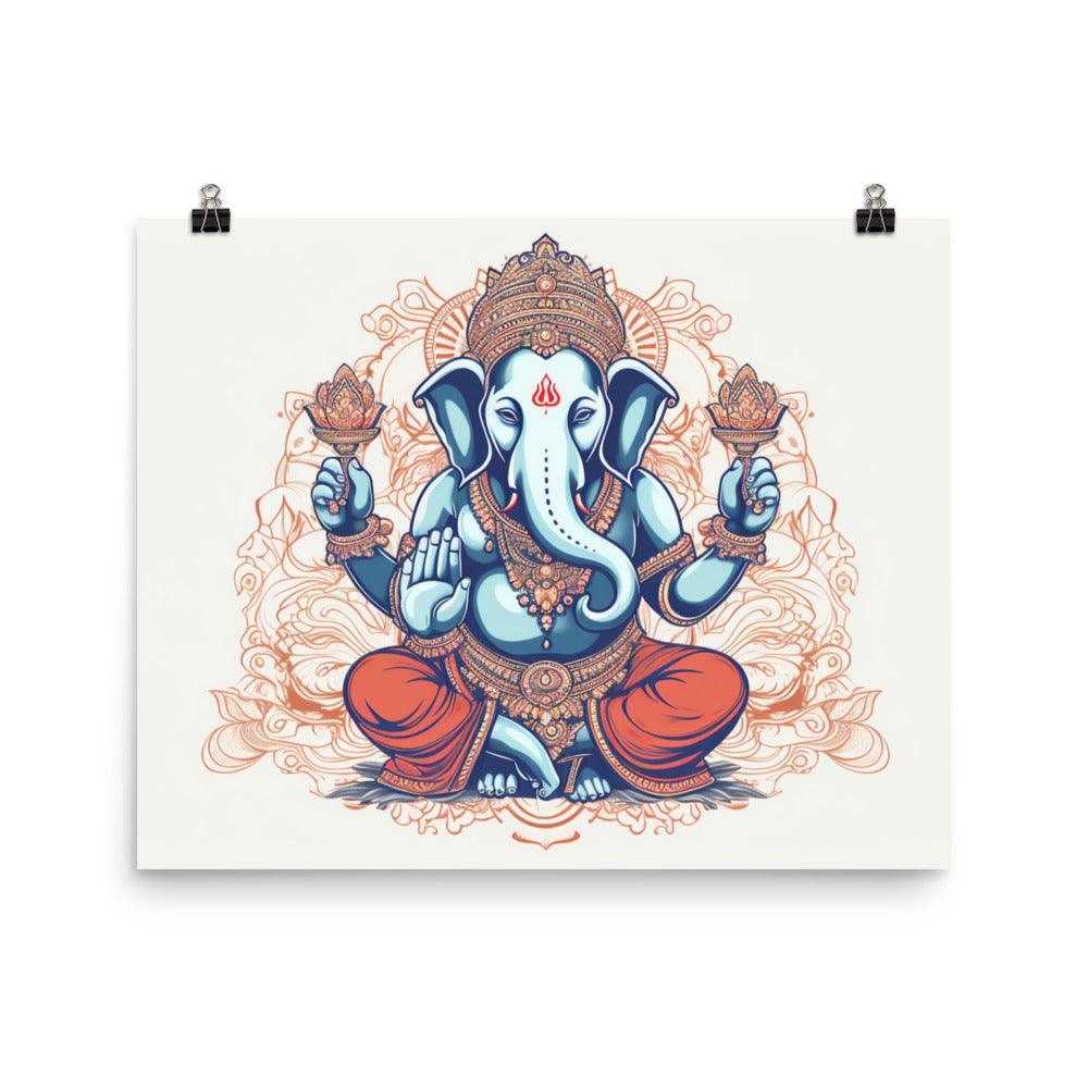 Ganesha Orange Mandala Inspired Illustration Poster - Oh Posters