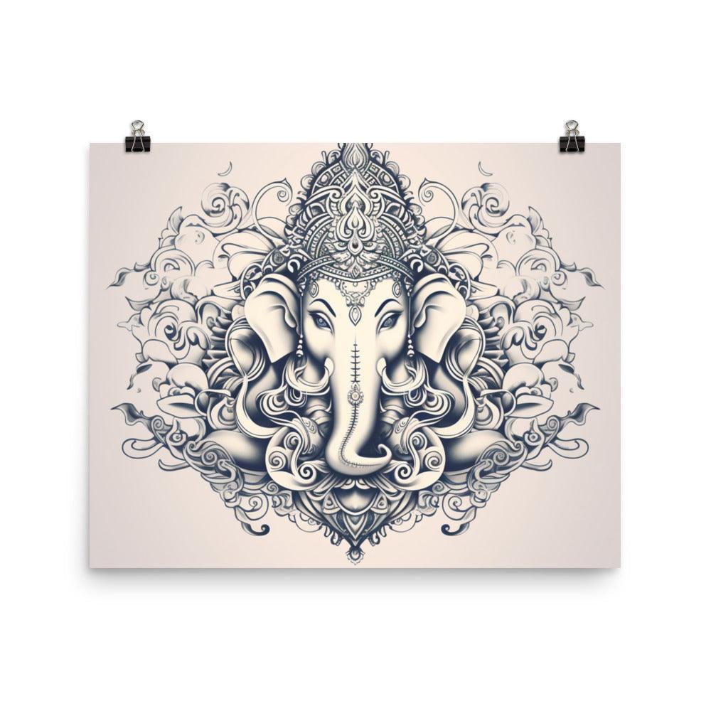 Ganesha Elegant Monochrome Mandala Art Poster - Oh Posters