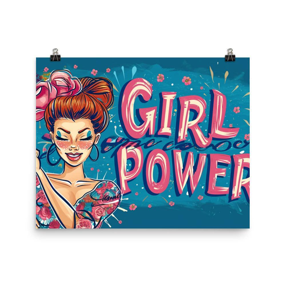 Girl Power Quote Confident Female Wink Floral Art Poster - Oh Posters