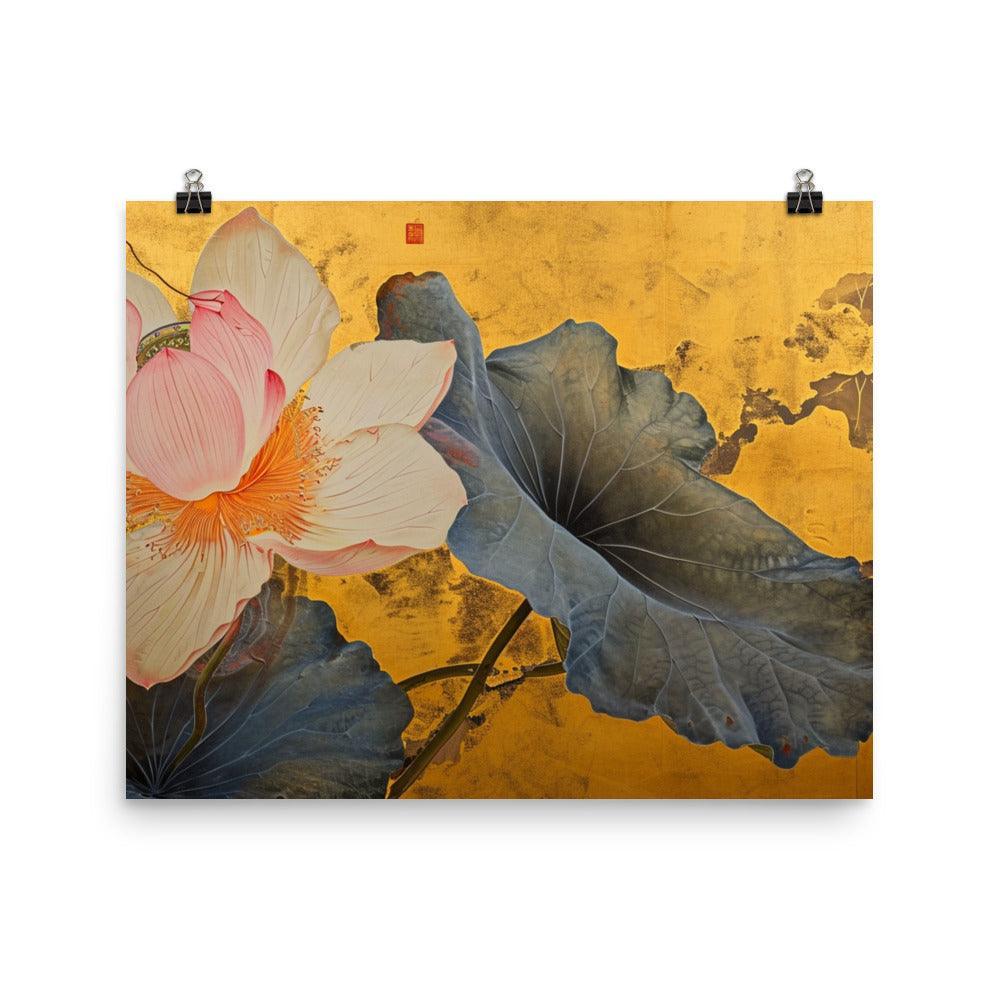 Elegant Lotus Flower Oriental Artwork Poster - Oh Posters