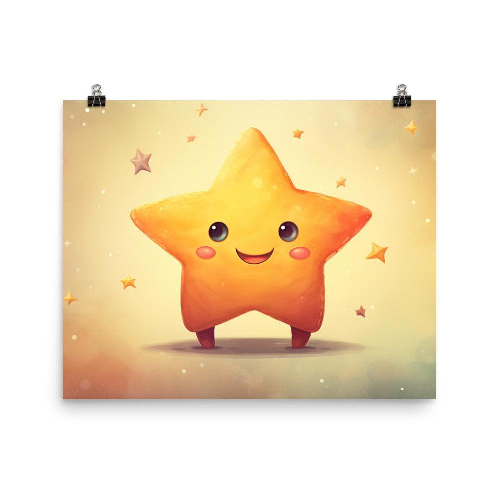 Cheerful Star Character Whimsical Digital Art Poster - Oh Posters