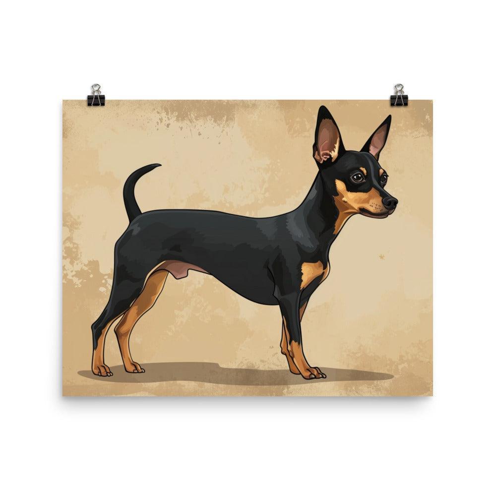 Elegant English Toy Terrier Illustrated Portrait Poster - Oh Posters