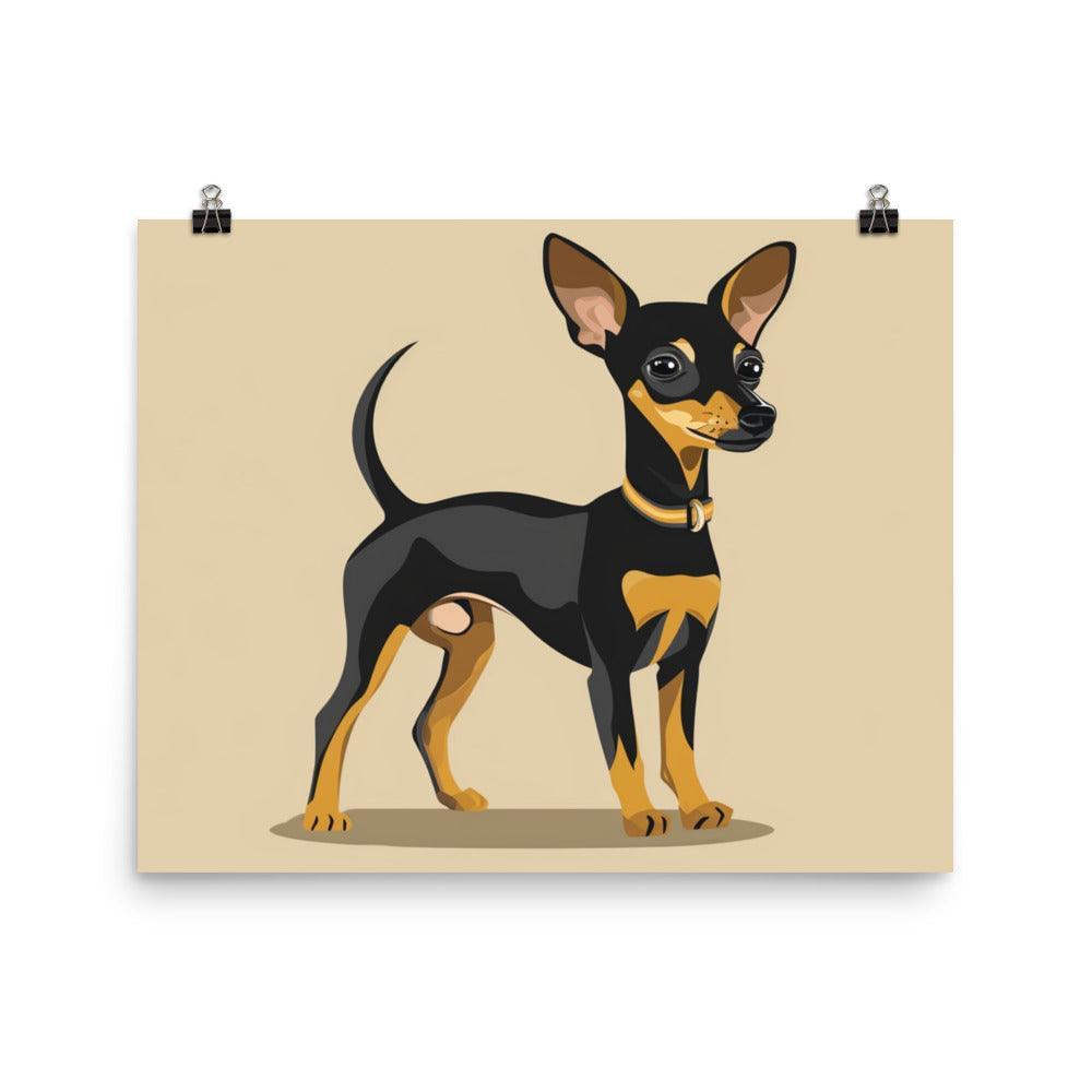 Charming English Toy Terrier Cartoon Illustration Poster - Oh Posters