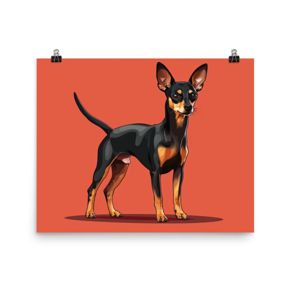 Vibrant English Toy Terrier Portrait on Red Poster - Oh Posters