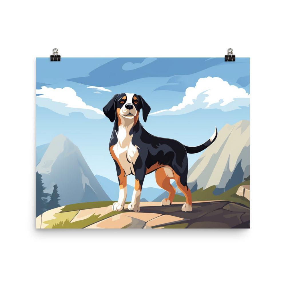 Entlebucher Mountain Dog Animated Alpine Adventure Poster - Oh Posters