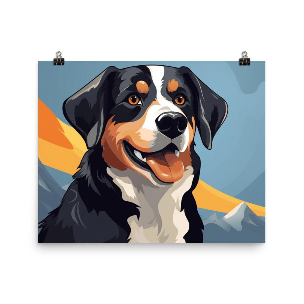 Entlebucher Mountain Dog Vibrant Mountain Illustration Poster - Oh Posters