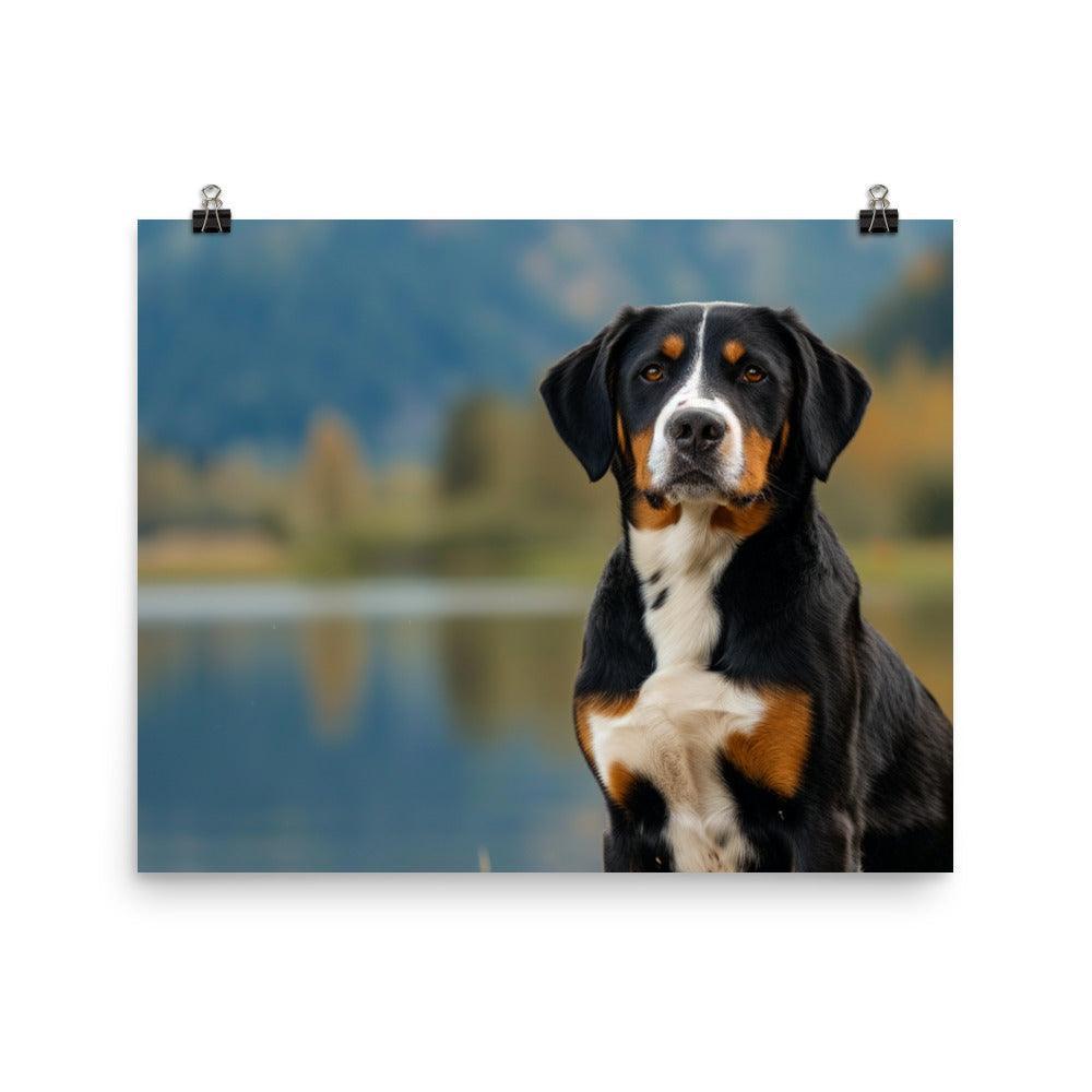 Entlebucher Mountain Dog Lake View Photography Poster - Oh Posters