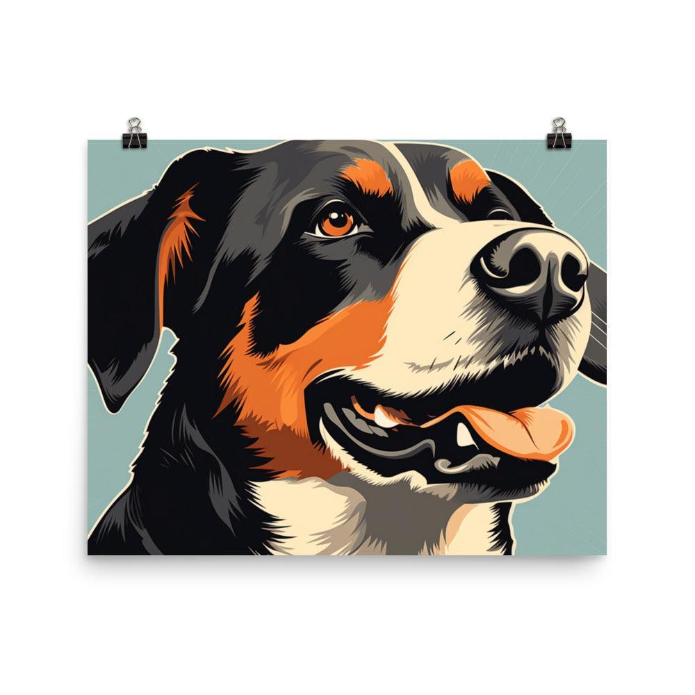 Entlebucher Mountain Dog Close-Up Illustration Poster - Oh Posters