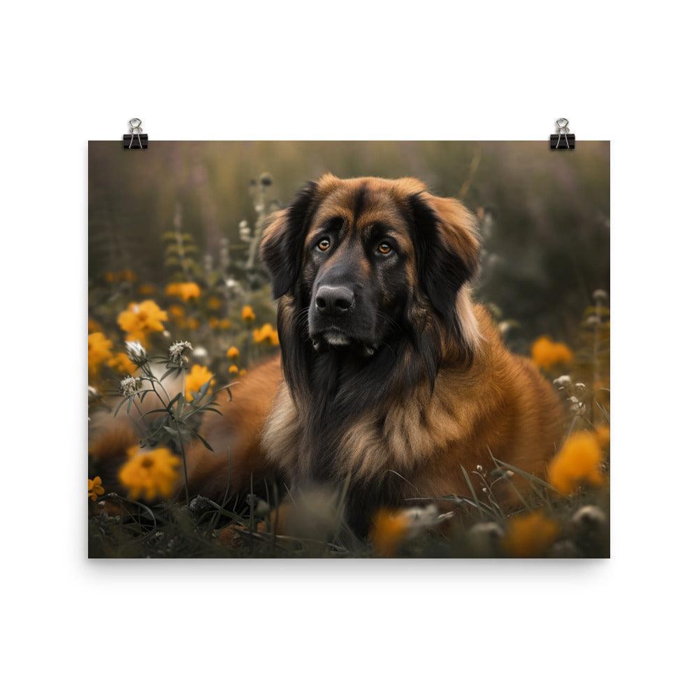 Estrela Mountain Dog Floral Meadow Portrait Poster - Oh Posters