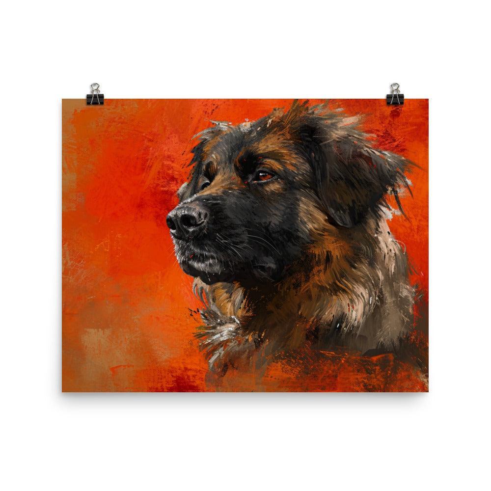 Estrela Mountain Dog Abstract Red Texture Art Poster - Oh Posters