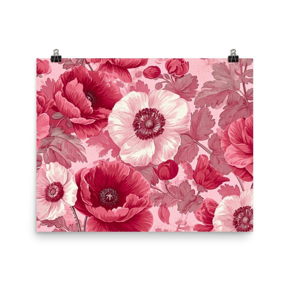 Vintage Pink Floral Pattern Wallpaper Design Poster - Oh Posters