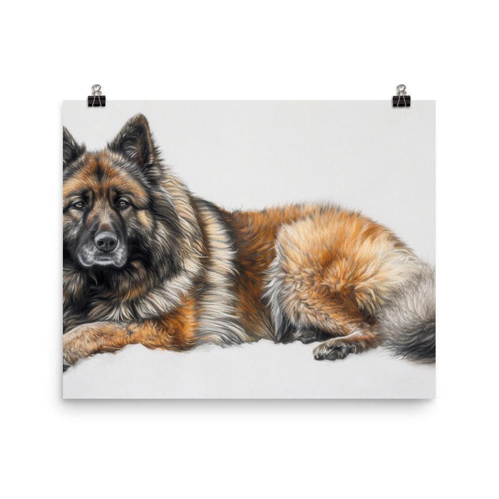 Lifelike Eurasier Dog Pencil Drawing Artwork Poster - Oh Posters