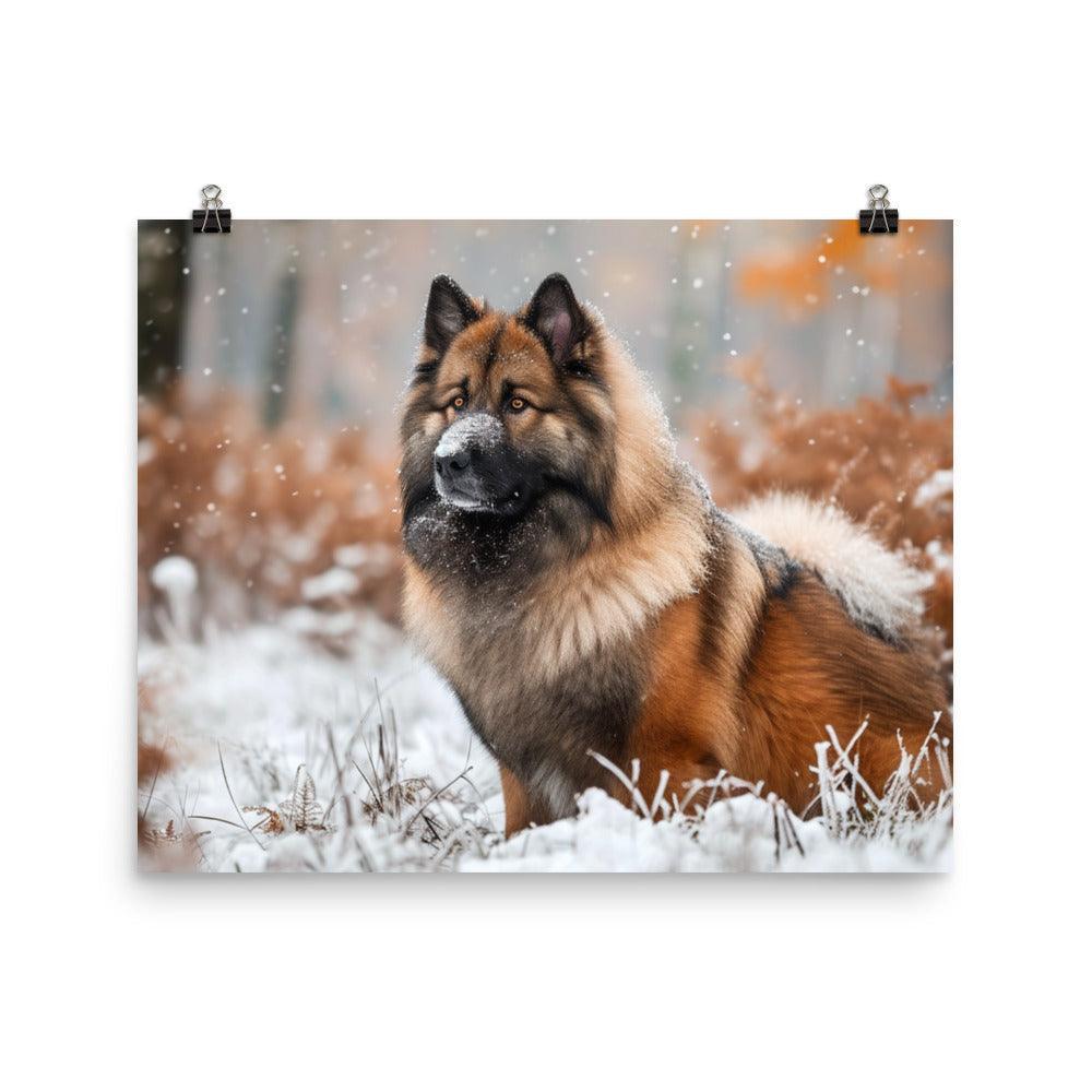 Majestic Eurasier in Winter Forest Photography Poster - Oh Posters