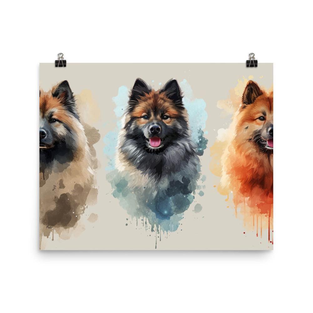 Eurasier Dog Trio Watercolor Style Artwork Poster - Oh Posters