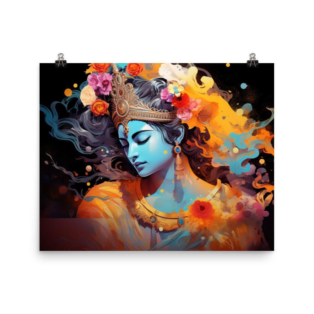 Krishna Ethereal Aura Digital Art Poster - Oh Posters