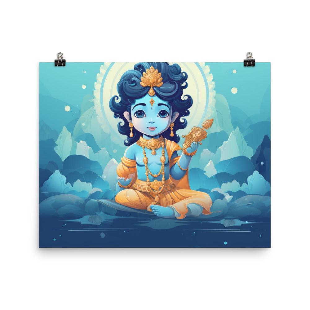 Krishna Playful Child Vector Art Poster - Oh Posters