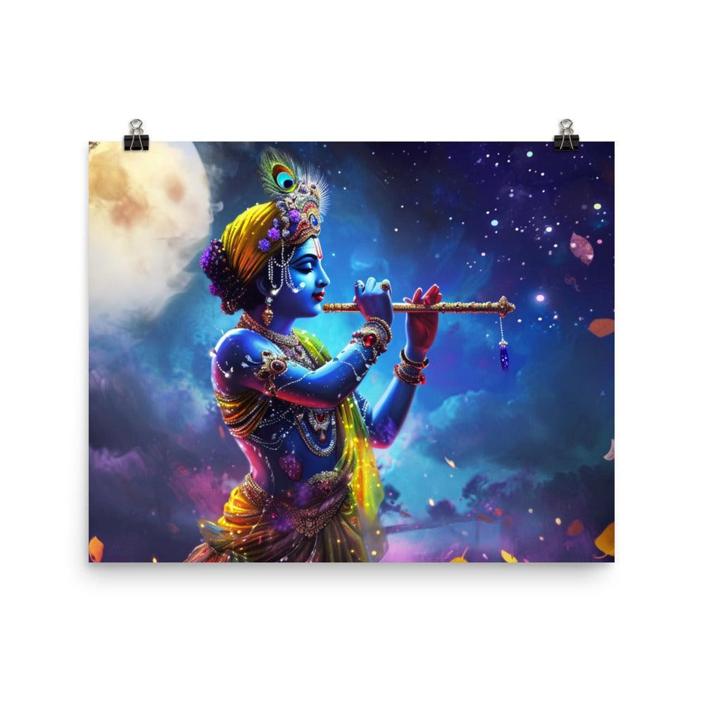 Krishna Enchanted Forest Nighttime Poster - Oh Posters