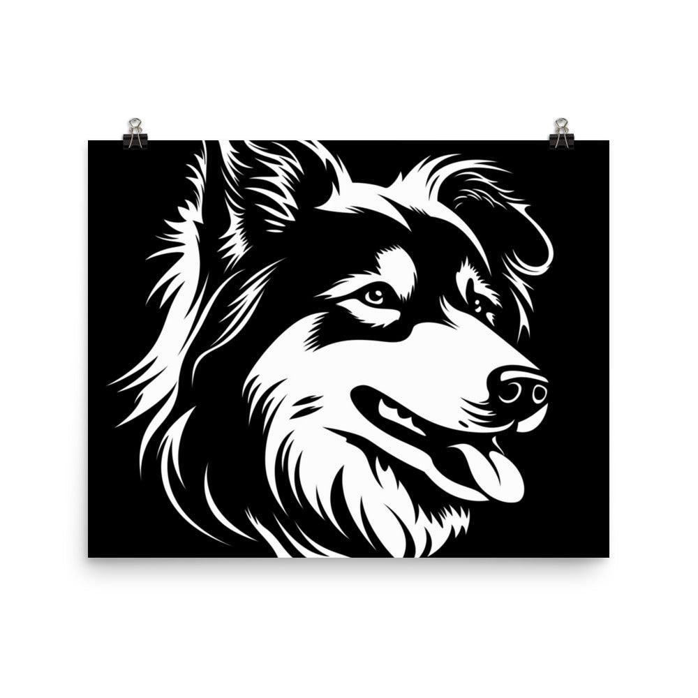 Finnish Lapphund Bold Black and White Silhouette Poster - Oh Posters