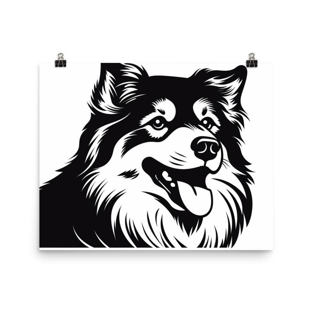 Finnish Lapphund Elegant Black and White Graphic Poster - Oh Posters