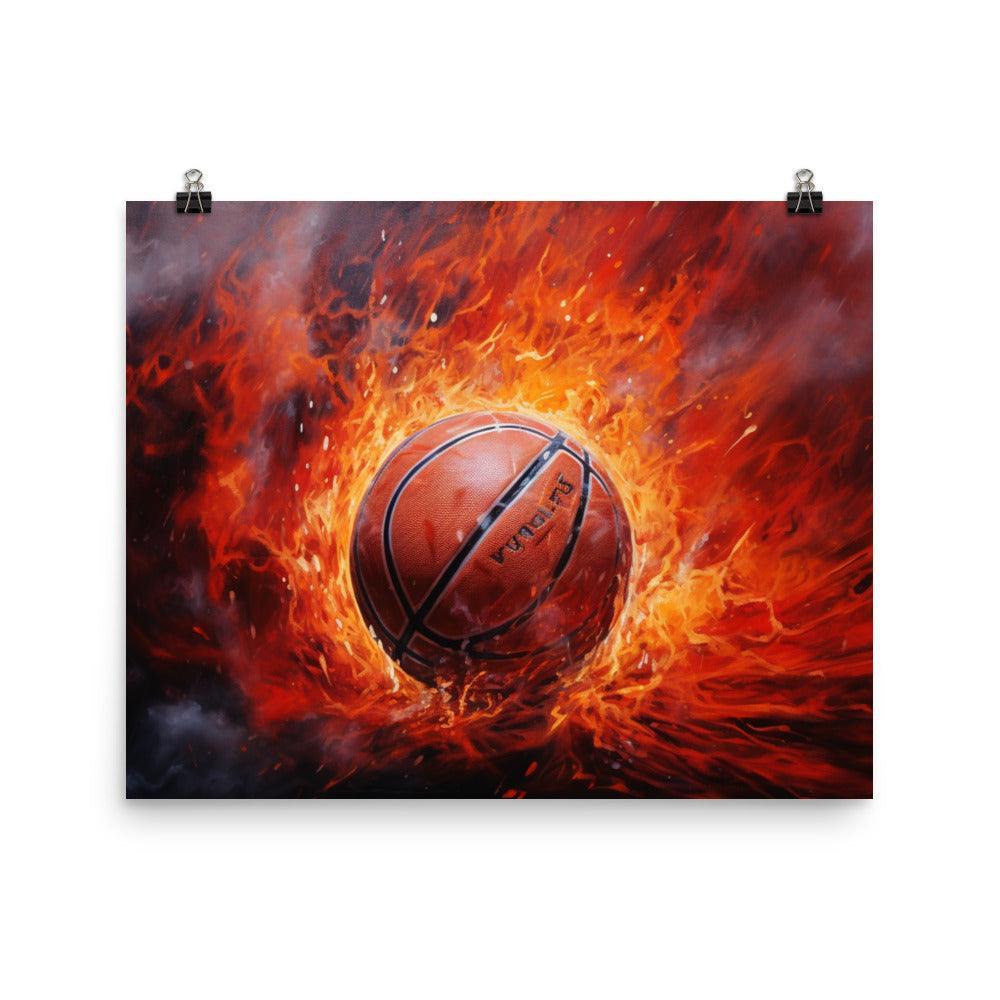 Fiery Slam Basketball Art Poster - Oh Posters