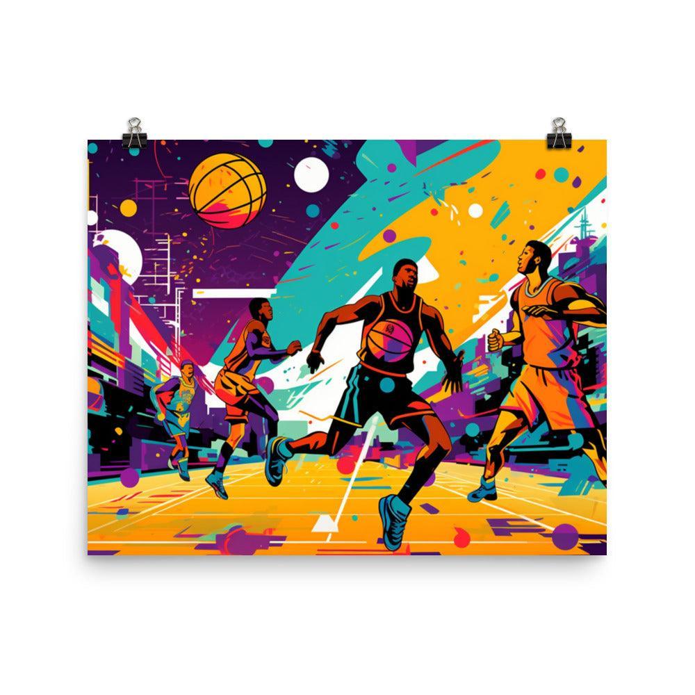 Retro Vibrant Basketball Game Poster - Oh Posters