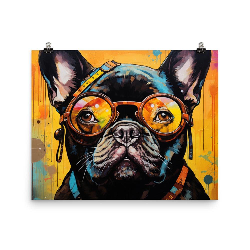 French Bulldog Hipster Digital Artwork Poster - Oh Posters