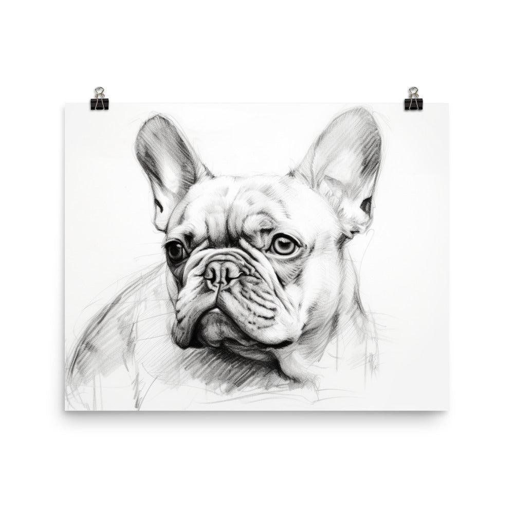 French Bulldog Black and White Sketch Poster - Oh Posters