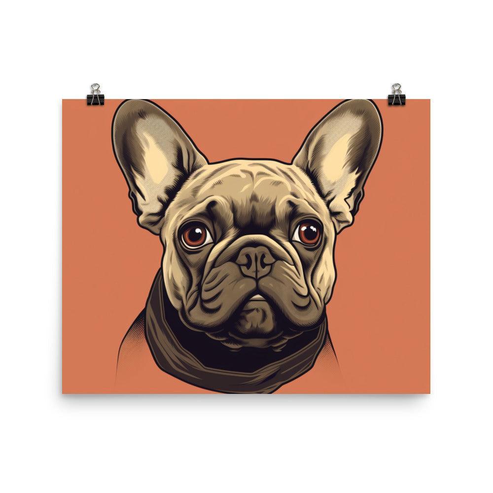 French Bulldog Digital Illustration Orange Background Poster - Oh Posters