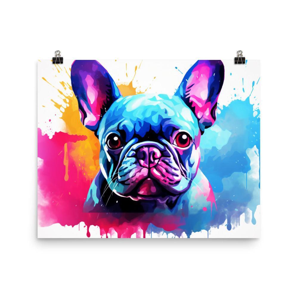 French Bulldog Watercolor Splash Colorful Art Poster - Oh Posters