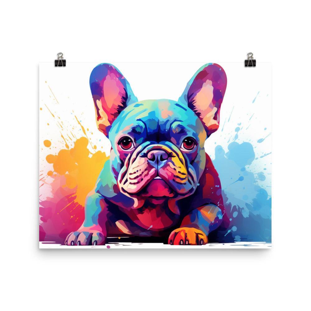 Expressive French Bulldog Color Explosion Art Poster - Oh Posters