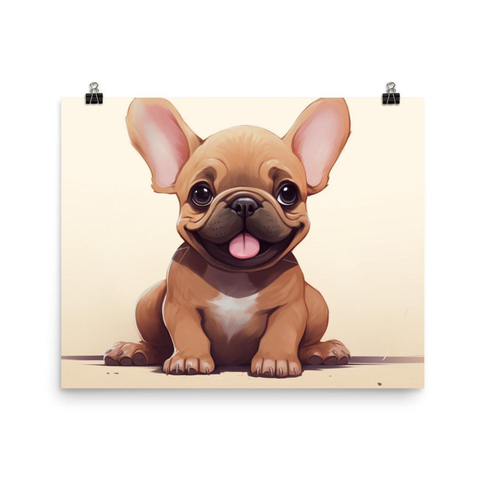 Happy Fawn French Bulldog Puppy Illustration Poster - Oh Posters