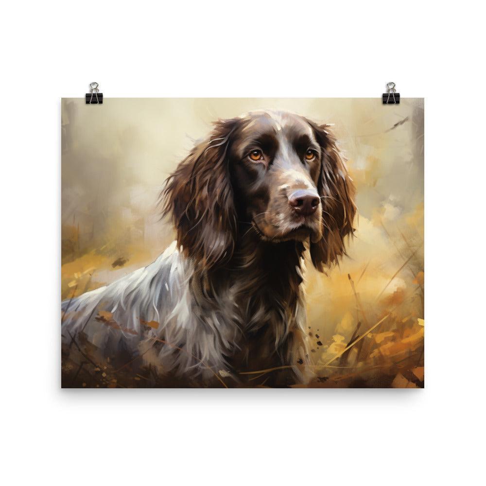 German Longhaired Pointer Autumn Elegance Art Poster - Oh Posters