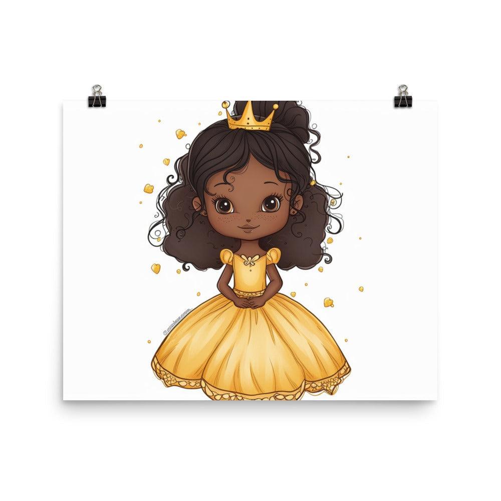 Royal Princess Yellow Dress Cartoon Illustration Poster - Oh Posters