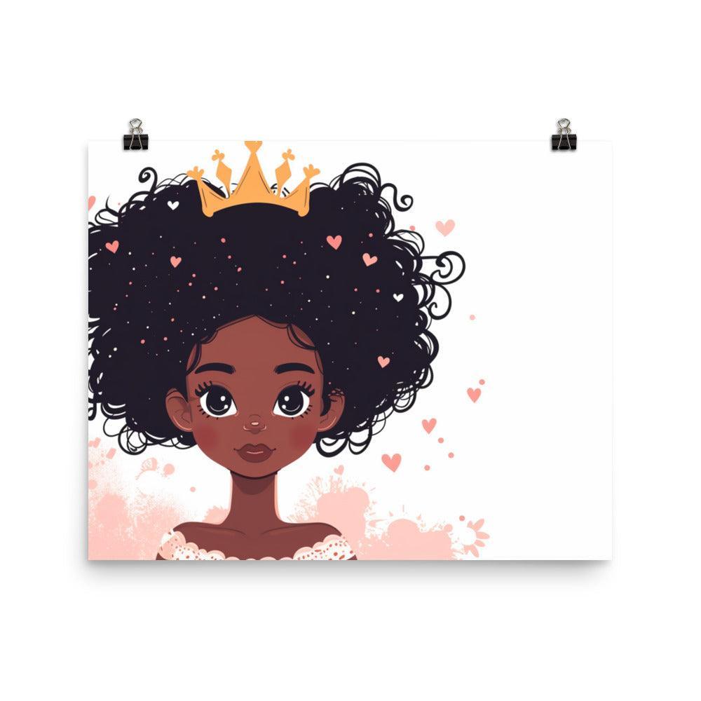 Crowned Black African Princess Heart Accents Character Poster - Oh Posters