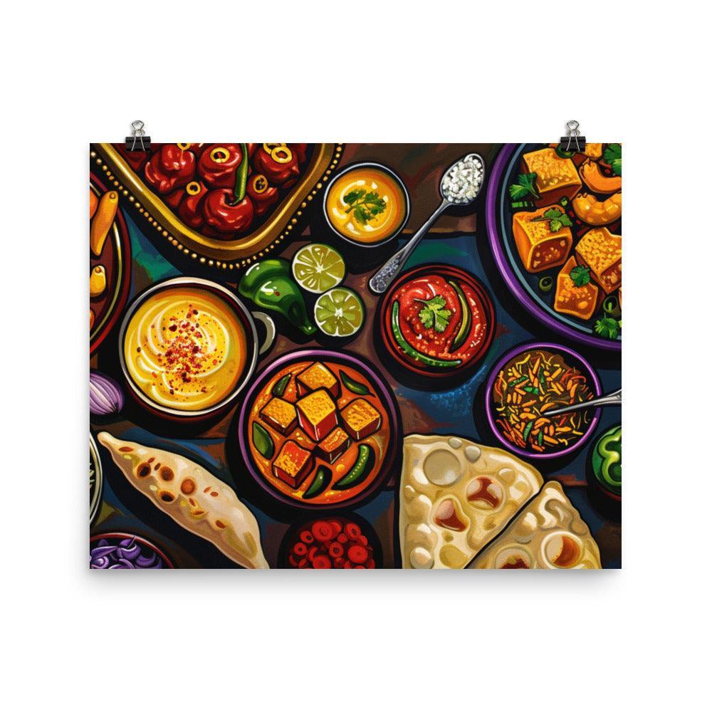 Indian Feast Colorful Traditional Cuisine Art Poster - Oh Posters