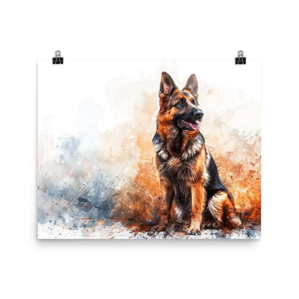 German Shepherd Vivid Watercolor Expression Poster - Oh Posters