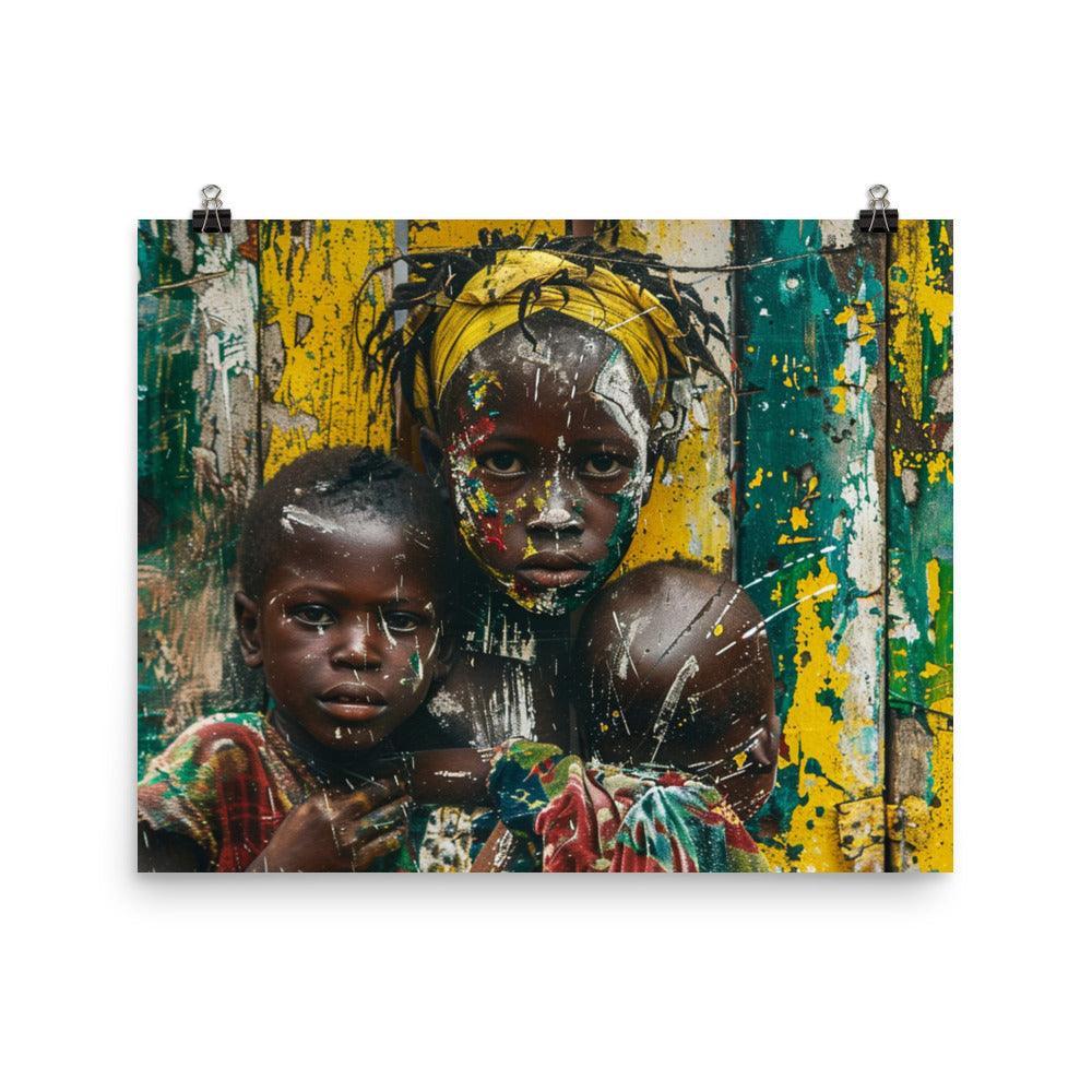 Central African Republic Vibrant Village Life Oil Painting Poster - Oh Posters